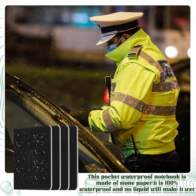 12 Pcs Black Waterproof Pocket Notebook 3.2" x 4" Field Notebook All Weather Notepad Small Rain Waterproof Notepad for Memo Travel Outdoor Tactical Activities Write, 32 Sheet, 64 Page