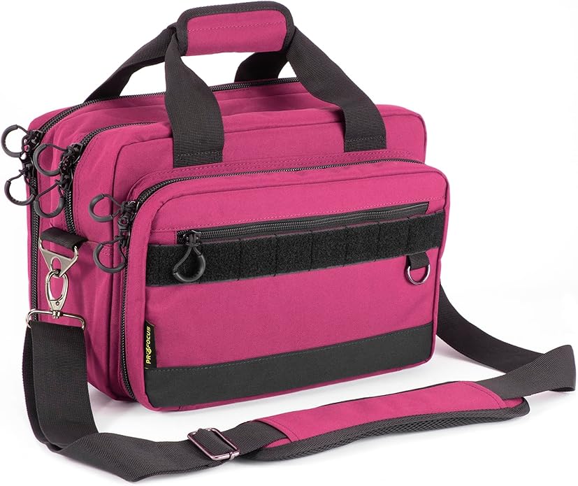 Range Bag Pistol Handgun Bag Gun Carrying Case for Handguns and Ammo with Lockable Zippers