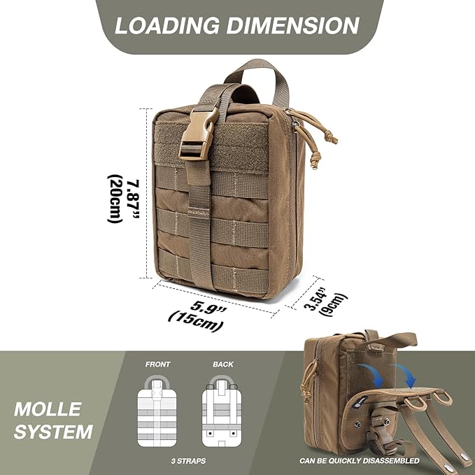 TSPRO MOLLE Tactical Medical Bag First Aid Kit EMT Pouch Rip-Away Utility IFAK Pouches for Military Outdoor Activities (Empty Med Bag Only)