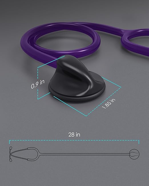 Single Head Stethoscope for Doctors/Nurses/Nursing School Students, Medical and Home Use with Accessories Name Tag (Purple Tube, without EVA Case)