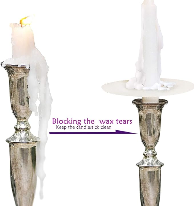 150 Church Candles with Drip Protectors for Devotional Candlelight Vigil Service, Box of 150 Candles, Unscented White 5" H X 1/2" D, No Smoke