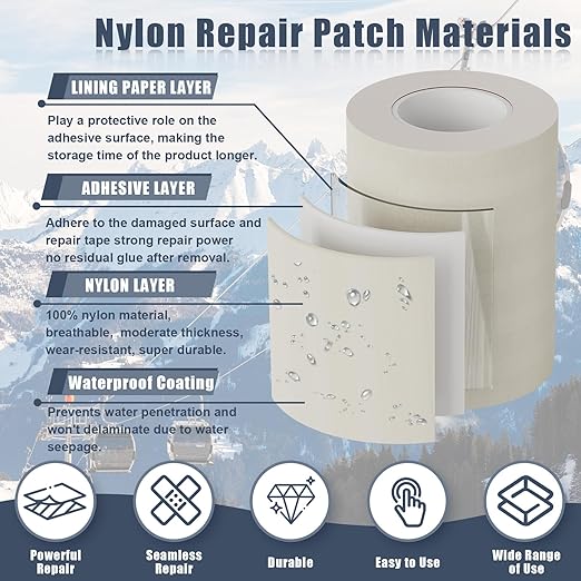 Cahomo 7.9x3.9 inch 12 PCS Nylon Repair Patch Nylon Repair Tape Self Adhesive Fabric Tapes Outdoor Camping Gear Fabric kit for Tent, Umbrella, Down Jackets, Sleeping Bag, Knapsack(Red)