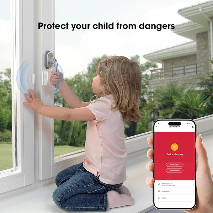 WiFi+GSM 4G Home Smart Alarm, Wireless Home Security Alarm System, Door/Window Sensor Entry Sensors with Smart Life App/Tuya App Alert, with Google Assistant and Alexa