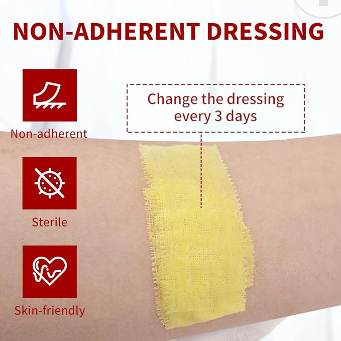 Xeroform Petrolatum Dressing 1"x8", 52 PCS Non-Adherent Gauze for Low Exudating Wounds, Fine Mesh Gauze Pads for Burns, Abrasions, Lacerations, Skin Grafts and Surgical Incisions
