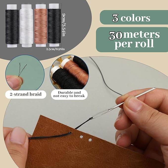 Yizzvb Heavy Duty Sewing Kit, Upholstery Thread Kit with Nylon Thread, Hand Sewing Needles, Sewing Awl, Upholstery Tools and Supplies for Carpets, Canvas, Sofa and Leather, Sewing Kit for Adults