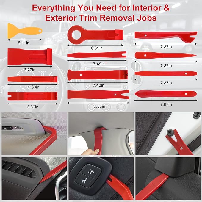 330 PCS Trim Removal Tool Kit Automotive Tools Auto Removal Set for Car Panel Dashboard Radio Puller Tool Plastic Pry Tools Clip Pliers/Fastener Pry Tool with Storage Bag (red)