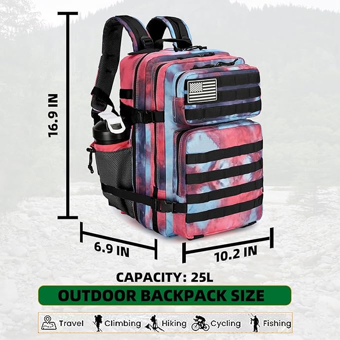 25L Tactical Backpack Military Tactical Backpack for Men and Women Small Assault Pack Outdoor Travel Hiking Camping Rucksack with Molle Webbing (Nebula Camo)