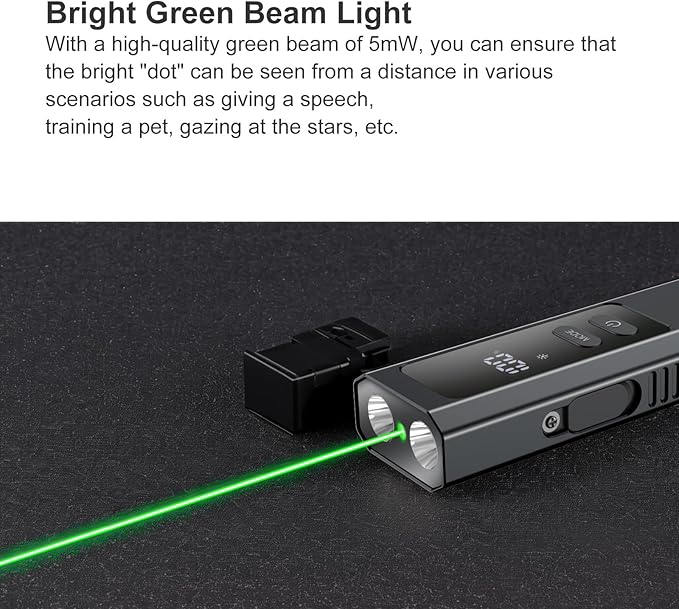 5 in 1 PRO EDC Flashlight Flat with Green Beam, UV Light, 800LM White Light LED Combo, Portable Pocket Flash Lights with Magnet for Outdoors Emergency and Work(Black)