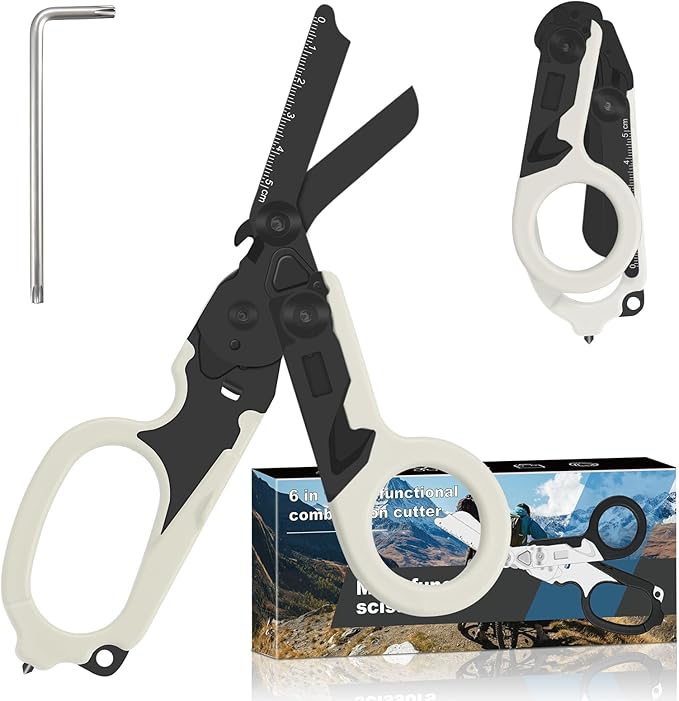 6in1 trauma shears - emergency responders, outdoor emergencies scissor, medical staff, and outdoor camping scissors, ttrauma scissors (Luminous Black)