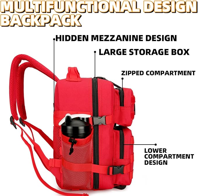 9L Tactical Assault Backpack Gym Pack Hiking Travel Camping Backpack(Red)