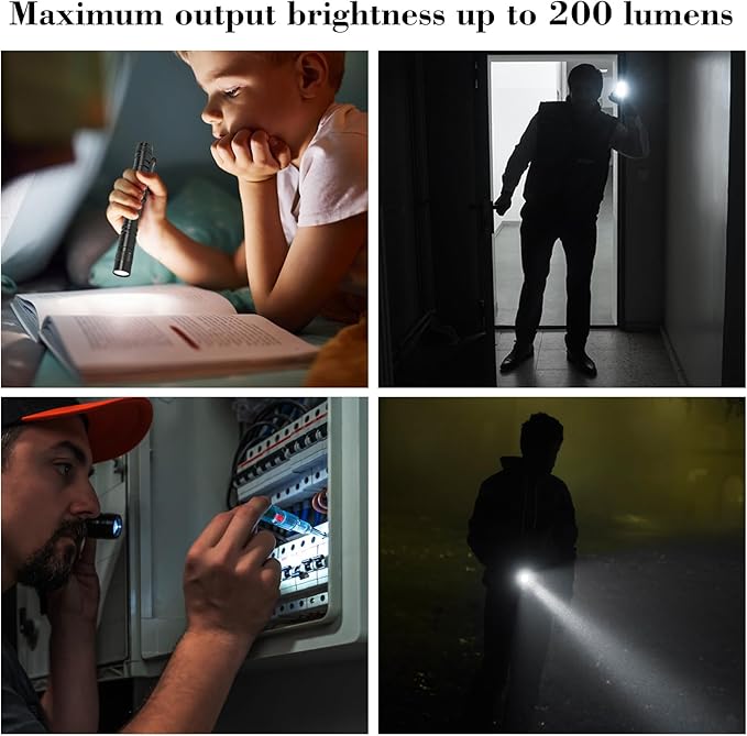 5PCS Mini Tactical Pen Flashlights, 200LM Waterproof Flashlights, 3 Modes Pocket Light with Clip,5 Pack Small Led Light for Camping, Emergency Inspection and Repair