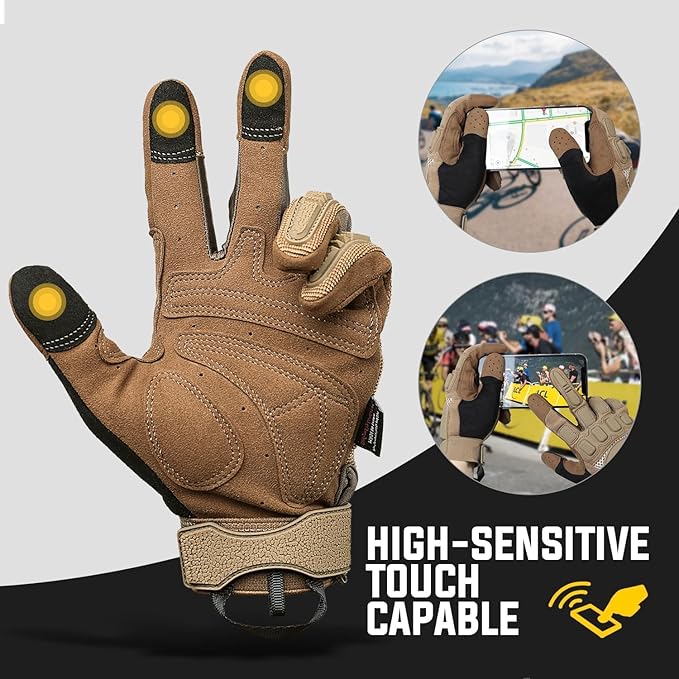 ZUNE LOTOO Touchscreen Tactical Gloves Men with TPR Finger Impact Protection & Palm Padded for Motorcycle Airsoft Paintball Range Work