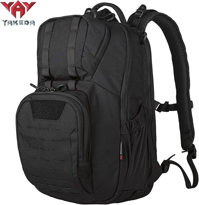 vAv YAKEDA 500D NylonTactical Military Backpack for Men,Fit 12.6-15.6 inches Laptop, Daily Bag for Hiking,hunting,running(Black)
