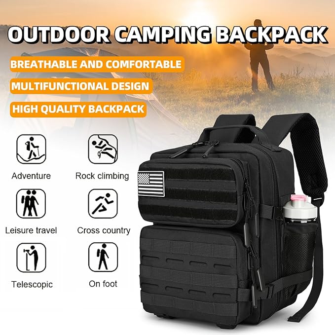 9L Mini Tactical Backpack 9L Assault Pack 9L Tactical Backpack Hiking Fitness Backpack(Black)