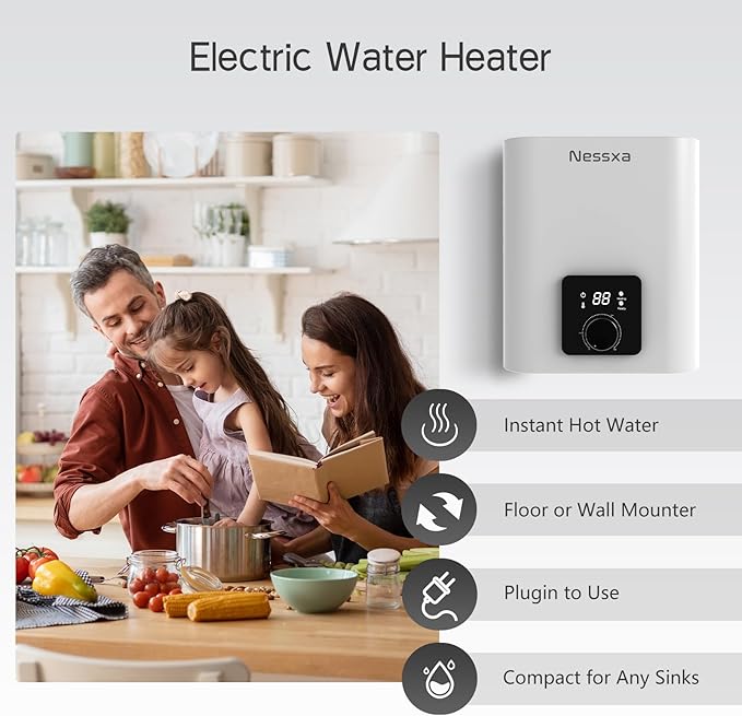 1.6 Gallon Electric Mini Tank Water Heater, 110V 1500W Point of Use On Demand Under Sink Instant Hot Water Heater for Home Kichen Bathroom