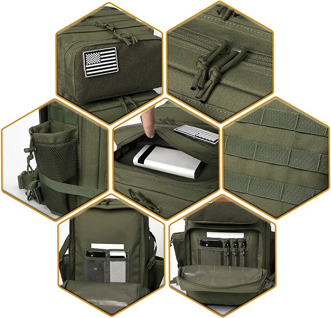 QT&QY 25L/45L Military Tactical Backpack For Men Molle Daypack 3 Day Bug Out Bag Hiking Rucksack With Bottle Holder