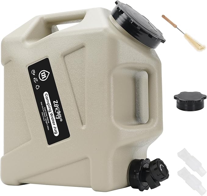 ZORMY 3.2 Gallon Camping Water Container with Spigot, Camping Water Jug, Portable Water Storage Container, BPA Free Large Emergency Water Storage for Camp, Vehicle, Car, Outdoor Hiking, Picnic