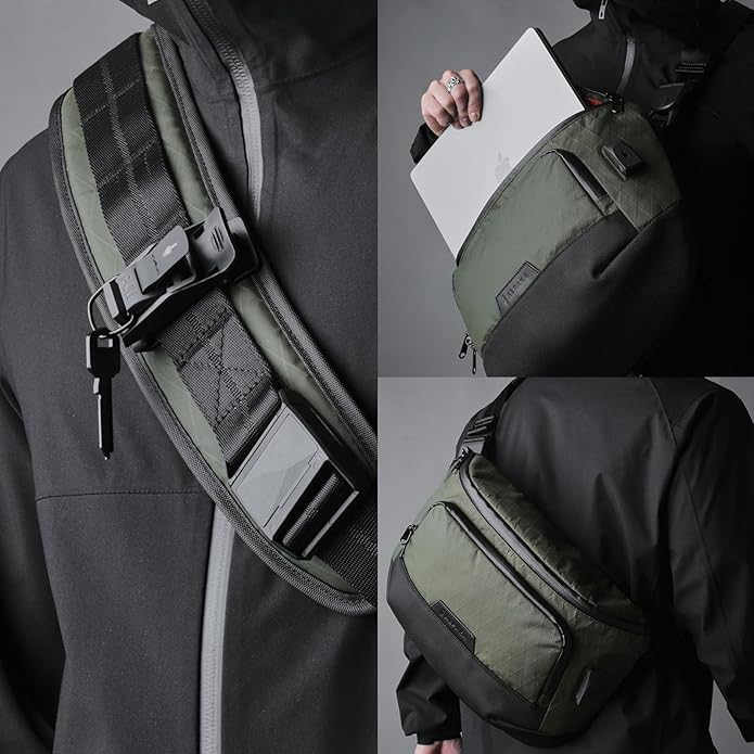 ALPAKA Bravo Sling Max, 8L RFID-Blocking Sling Laptop Bag for Men with Maglockz Buckle, Lockable Zips & External USB Port