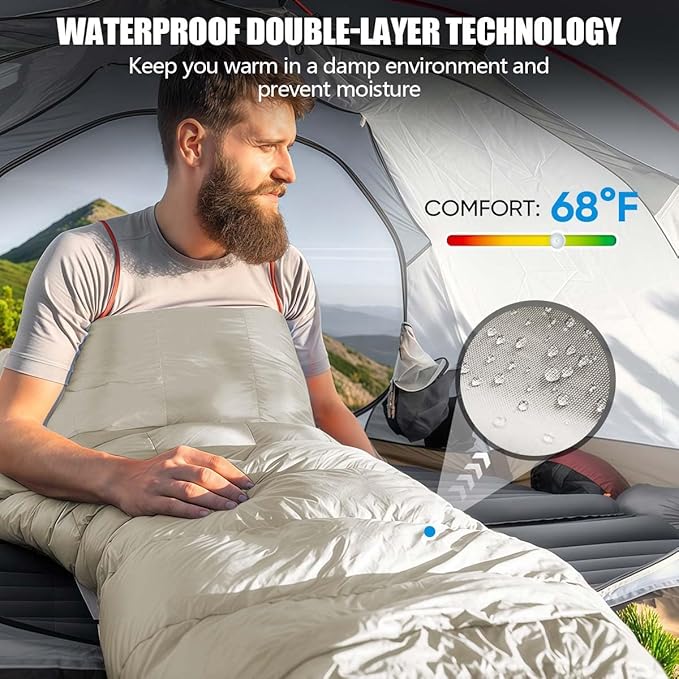 Camping Sleeping Bags for Adults Kids Waterproof Lightweight Sleeping Bag for Cold Weather or Warm Backpacking Hiking Mountaineering Indoor Outdoor Use