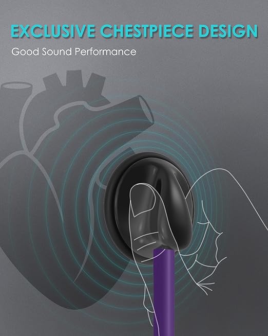 Single Head Stethoscope for Doctors/Nurses/Nursing School Students, Medical and Home Use with Accessories Name Tag (Purple Tube, without EVA Case)