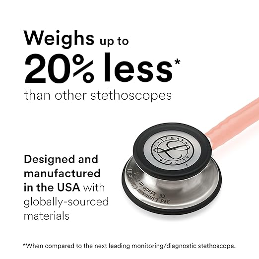 3M Littmann Classic III Monitoring Stethoscope, 5910C, More Than 2X as Loud, Weighs Less, 27" Champagne Rose Satin-Finish Tube for Added Comfort, Flexibility and Cleanability