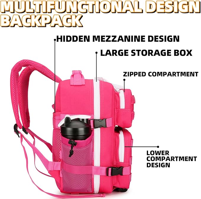 9L Mini Tactical Backpack 9L Assault Pack 9L Tactical Backpack Hiking Fitness Backpack(Rose Red)