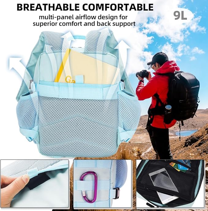 9L Mini Tactical Backpack for Men and Women, Tactical Backpack Small for Hiking, Small Tactical Bag(Light Blue)
