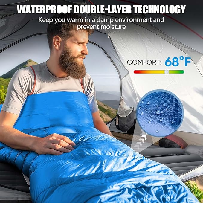 Camping Sleeping Bags for Adults Kids Waterproof Lightweight Sleeping Bag for Cold Weather or Warm Backpacking Hiking Mountaineering Indoor Outdoor Use