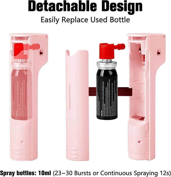 3-In-1 Personal Safety Alarm with Pepper Spray Gel - Self Defense Keychain for Women, Key Chain Set for Defence Protection, Canister Replaceable, 140dB Siren, Strobe Light, UV Marking Dye, Girls Gifts