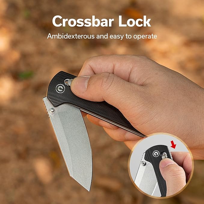 CIVIVI Yonder Folding Pocket Knife for EDC, Crossbar Lock Knife with 2.88" 14C28N Blade G10 Handle, Lightweight Knife Gifts for Men Women Camping Hiking, Designed by Zac Whitmore C23073-1
