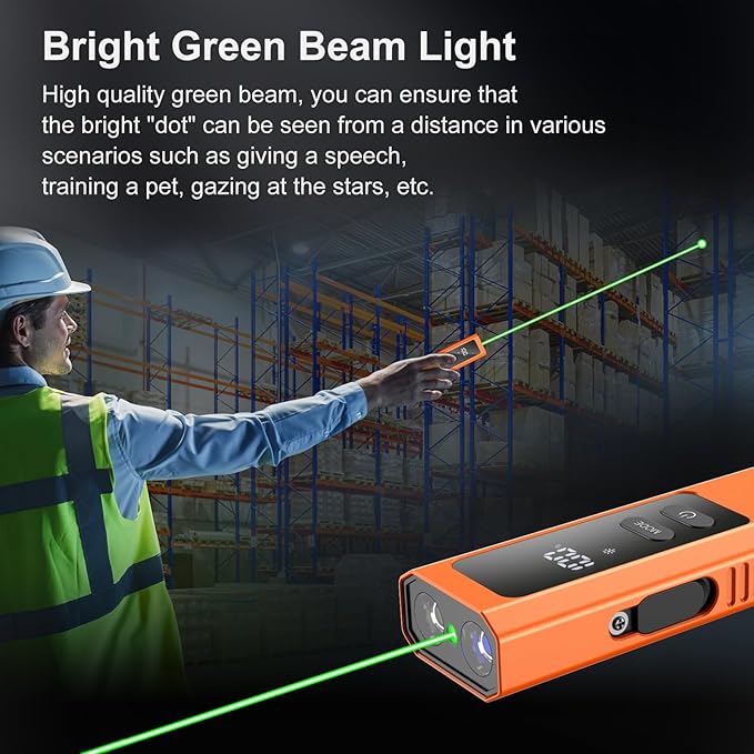 5 in 1 PRO EDC Flashlight Flat with Green Beam, UV Light, 800LM White Light LED Combo, Portable Pocket Flash Lights with Magnet for Outdoors Emergency and Work(Orange)