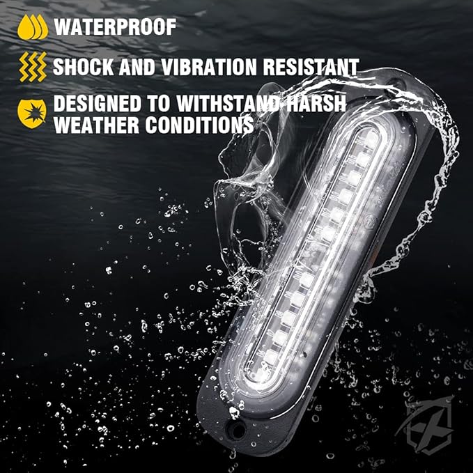 Xprite Blue LED Emergency Strobe Lights Kit, Surface Flush Mount Grill Grille Hazard Warning Safty Flashing Police Light for Volunteer Vehicles Off-Road Trucks Cars SUV ATV UTV Motorcycle - 4PCS