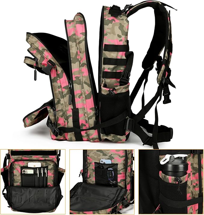 25L Tactical Backpack for Men Women Military Backpack Army Assault Pack Molle Backpack Small Bug Out Bag Travel Rucksack Daypack (Pink Camo)