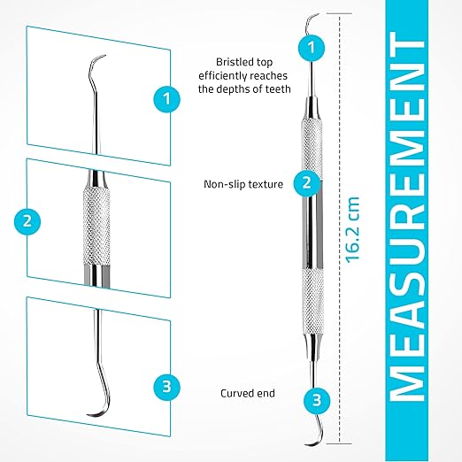 Utopia Care Professional Dental Tartar Scraper Tool, Dental Pick, 6.5 Inch Double Ended Tartar Remover for Teeth, Plaque Remover, Tooth Scraper, Silver, Pack of 10