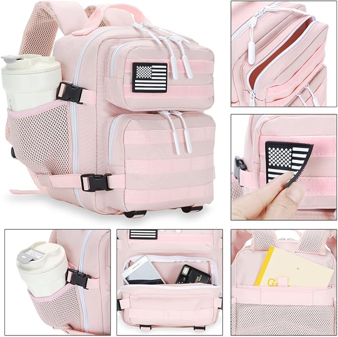 9L Mini Tactical Backpack for Men and Women, Tactical Backpack Small for Hiking, Small Tactical Bag(Pink)