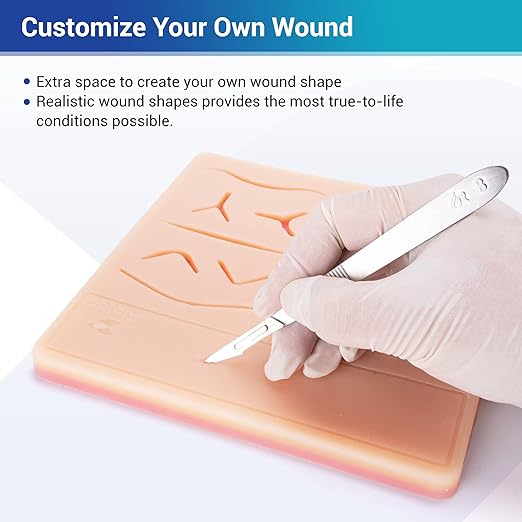 Alcedo Suture Practice Kit for Medical Students, Complete Set (32 Pieces) Include Extra Large Suturing Pad with Pre-Cut Wounds, Tools Kit, and Suture Threads, Perfect for Demonstration and Education