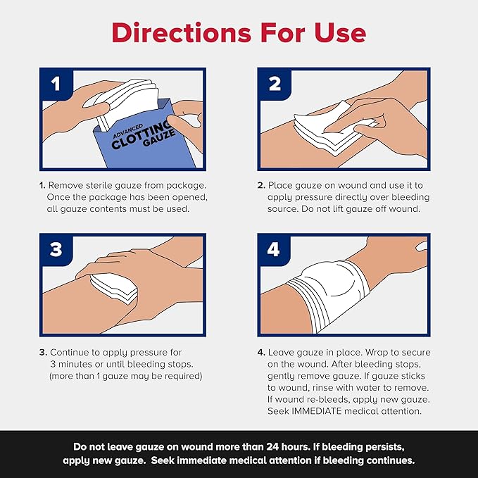 Adventure Medical Kits QuikClot Gauze - Flexible Hemostatic Medical Gauze for Emergency Survival or Disaster Preparedness Kits & More - Stops Bleeding Fast with Kaolin - 3" x 24" (2 Strips)