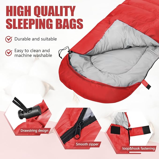 Camping Sleeping Bags for Adults Kids Waterproof Lightweight Sleeping Bag for Cold Weather or Warm Backpacking Hiking Mountaineering Indoor Outdoor Use