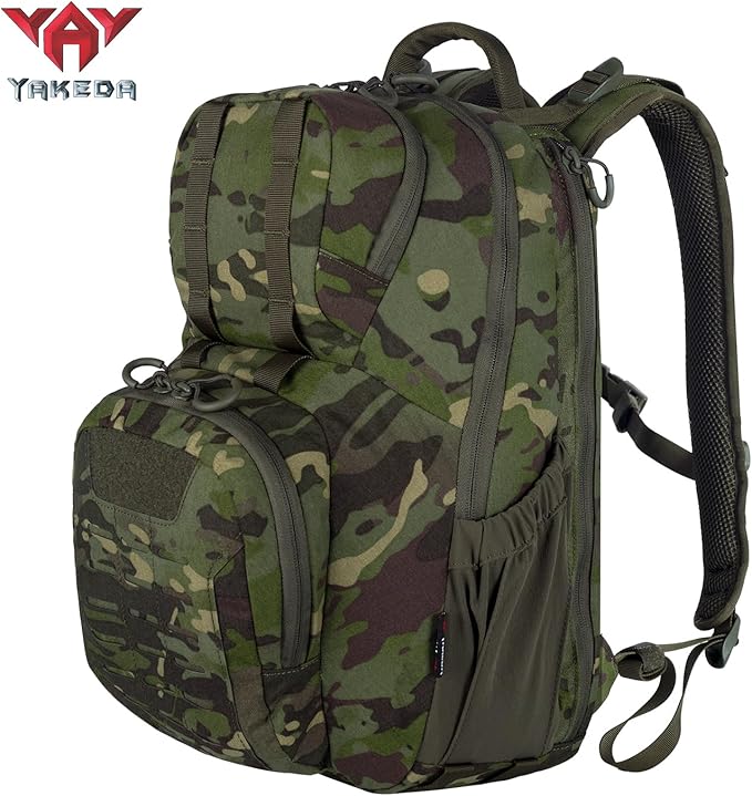 vAv YAKEDA 500D NylonTactical Military Backpack for Men,Fit 12.6-15.6 inches Laptop, Daily Bag for Hiking,hunting,running (Green Ruins)
