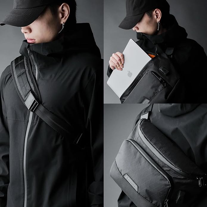 ALPAKA Bravo Sling Max, 8L RFID-Blocking Sling Laptop Bag for Men with Maglockz Buckle, Lockable Zips & External USB Port