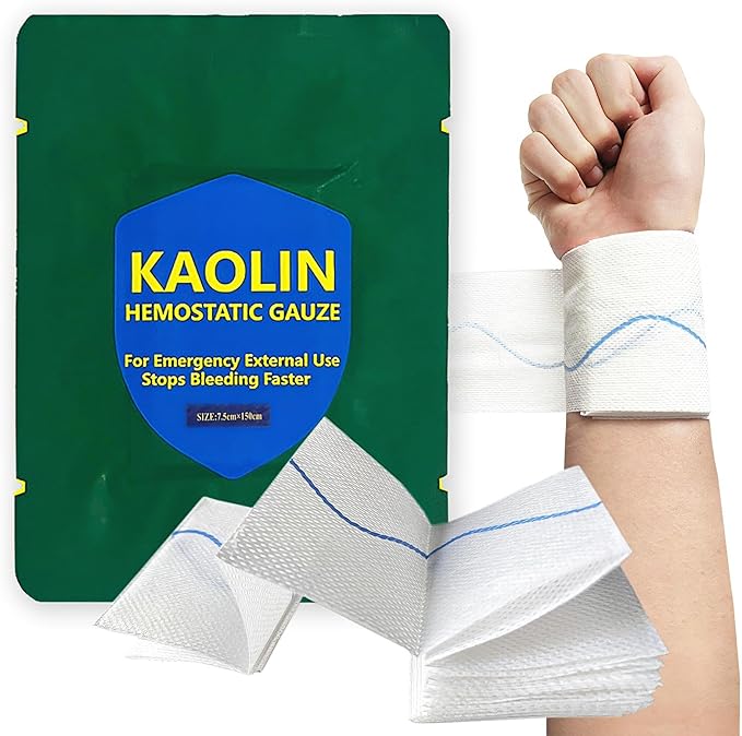 Rapid Clotting Hemostatic Gauze 3 inches x 5 feet, Kaolin Infused Bleed Stop and Quick Blood Clotting,Trauma First Aid, Tactical and Emergency Z-Fold Sterile (1)
