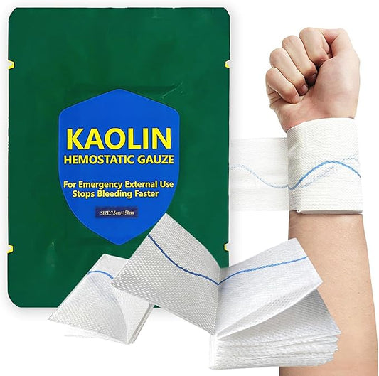 Rapid Clotting Hemostatic Gauze 3 inches x 5 feet, Kaolin Infused Bleed Stop and Quick Blood Clotting,Trauma First Aid, Tactical and Emergency Z-Fold Sterile (1)