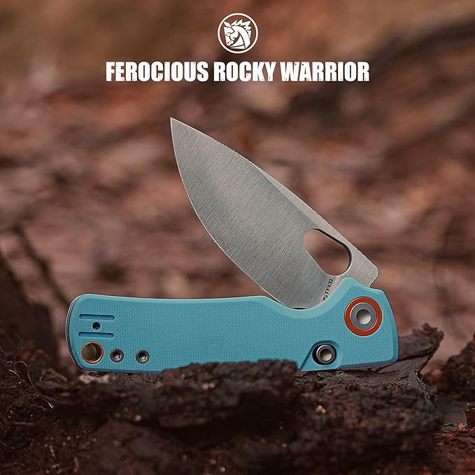 Vosteed Porcupine EDC Pocket Knife - 2.99" 14C28N Satin Blade - Top Liner Lock, Sky Blue G10 Handle - Camping, Hunting Knives - A2608
