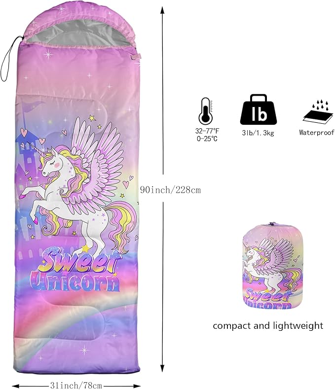 QOOMO Camping Sleeping Bags,3 Season Warm & Cool Weather,Lightweight,Waterproof Sleeping Bags for Adults & Kids,Traveling,and Outdoors,Camping Gear Equipment