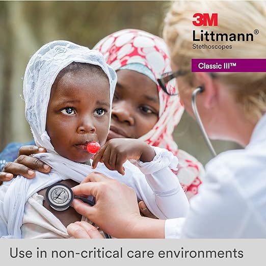3M Littmann Classic III Monitoring Stethoscope, 5868, More Than 2X as Loud, Weighs Less, Stainless Steel Black-Finish Chestpiece, 27" Burgundy Tube, Black Stem and Headset