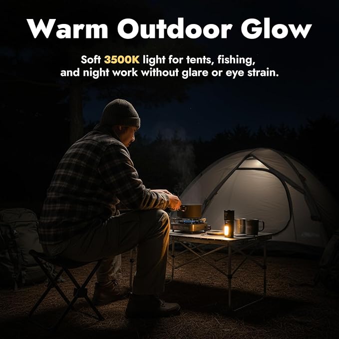 WARSUN SP07S Rechargeable LED Flashlight High Lumens – 2800 Lumens Zoomable Spotlight, Warm Side Light, 7 Modes Including Cool White, Warm, Red, 6000mAh Battery, Power Display, for Camping