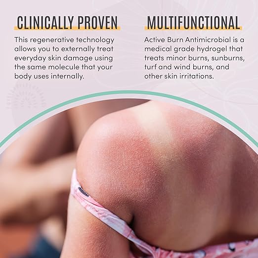 Active Skin Repair First Aid Skin Healing Burn Hydrogel - Natural, Non-Toxic, & No Sting Skin Burn Ointment with Hypochlorus Acid for Immediate Pain Relief, HSA/FSA Eligible, 3 oz