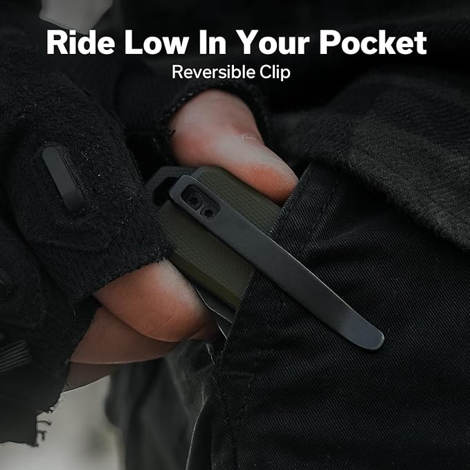 CIVIVI Neurohaptic Pocket Knife for EDC, Folding Knife with 3.74'' Nitro-V Blade G10 Handle, Reversible Clip, Gift for Men Women C23080-3