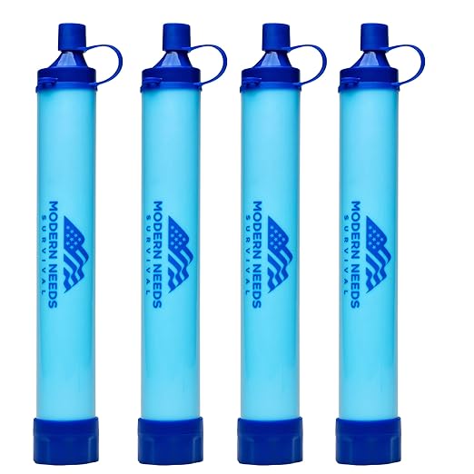 Ready Filter Personal Water Filter Straw | Backpacking Water Filter for Hiking & Camping | Portable Water Purifier Camping | Emergency Survival Gear & Camping Survival Kit | 4 Pack