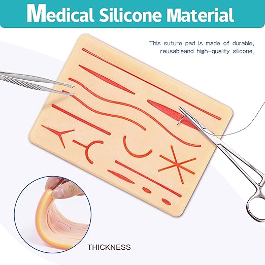 3-Piece Suture Pad, Suture Practice Pad with Various Wound Shapes, Suture Practice Kit, Suitable for Medical, Veterinary Medical Staff Training and Practice (Combination Three)